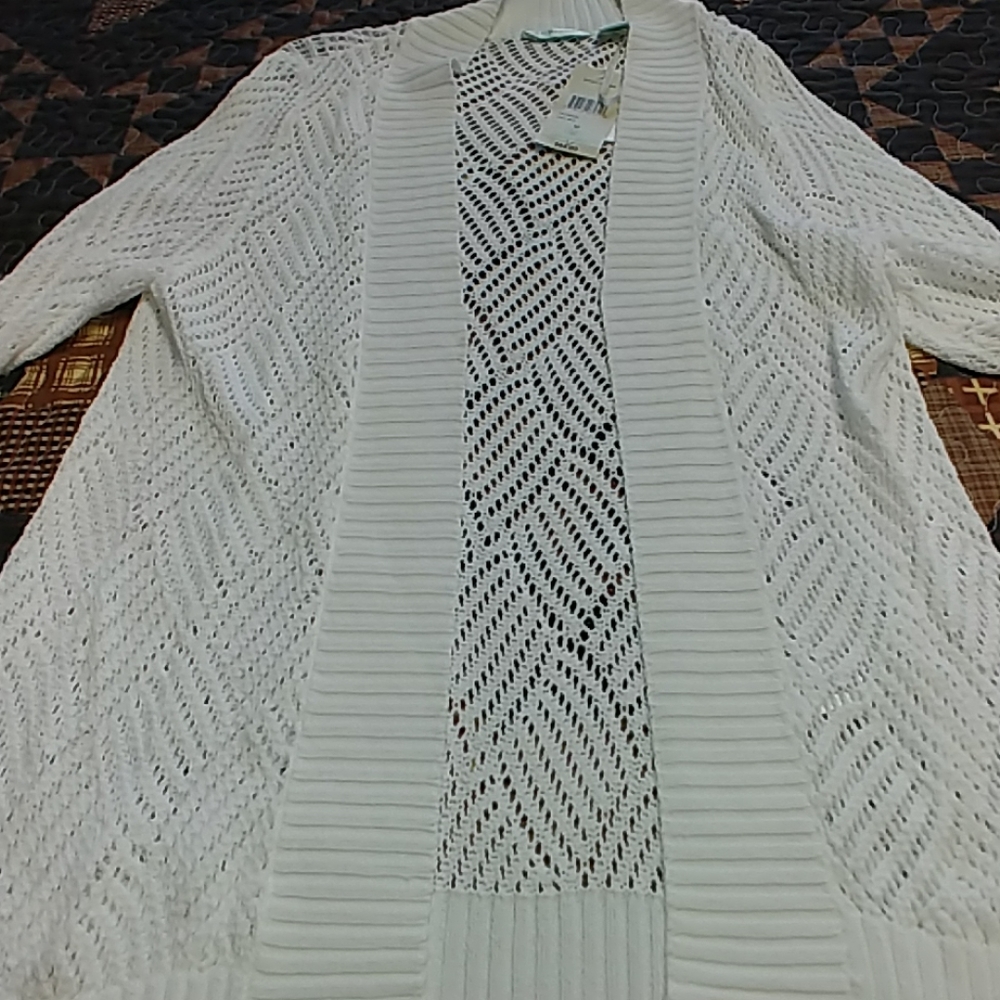 Laura Ashley cardigan sweater white New with Tags